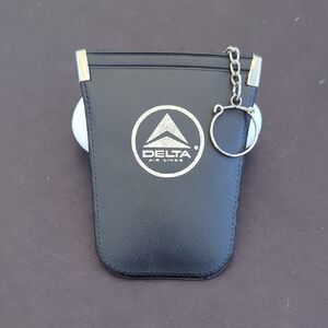 Delta Black Phone Pouch with Chain